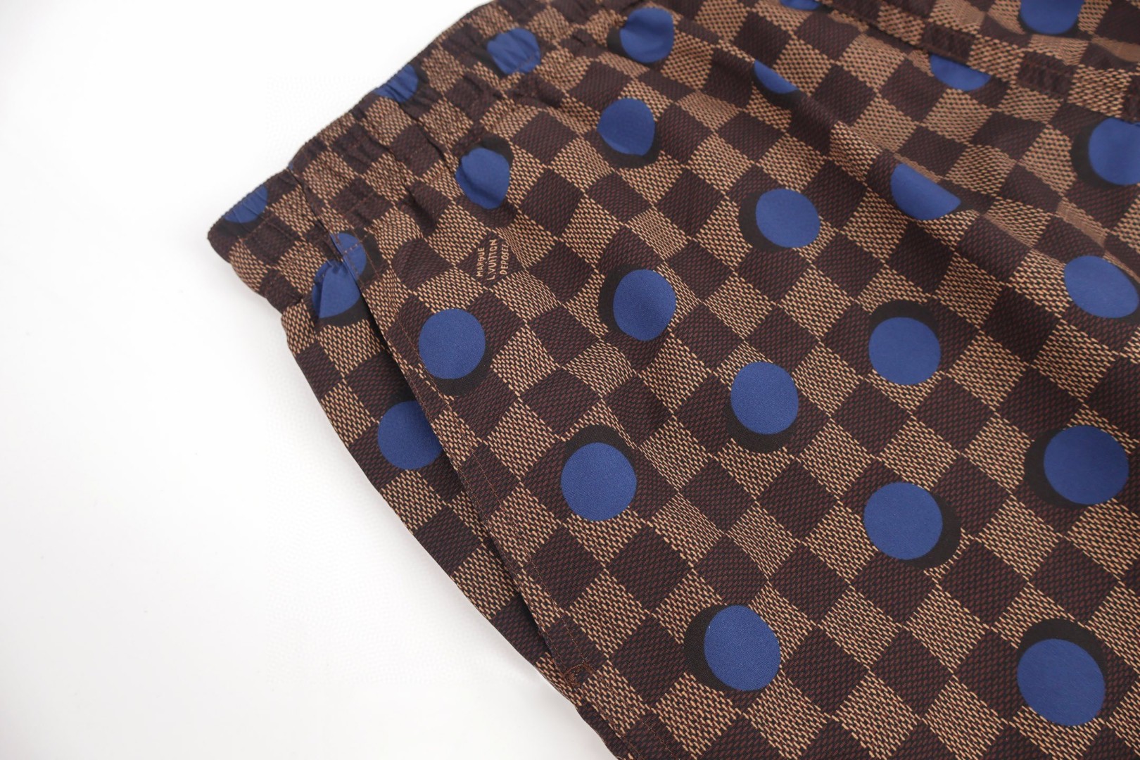LOUIS VUITTON 路易威登 LV 棋盘格波点桑蚕丝 短裤 休闲裤 裤子 五分裤 棕色 B0 1AK7DB