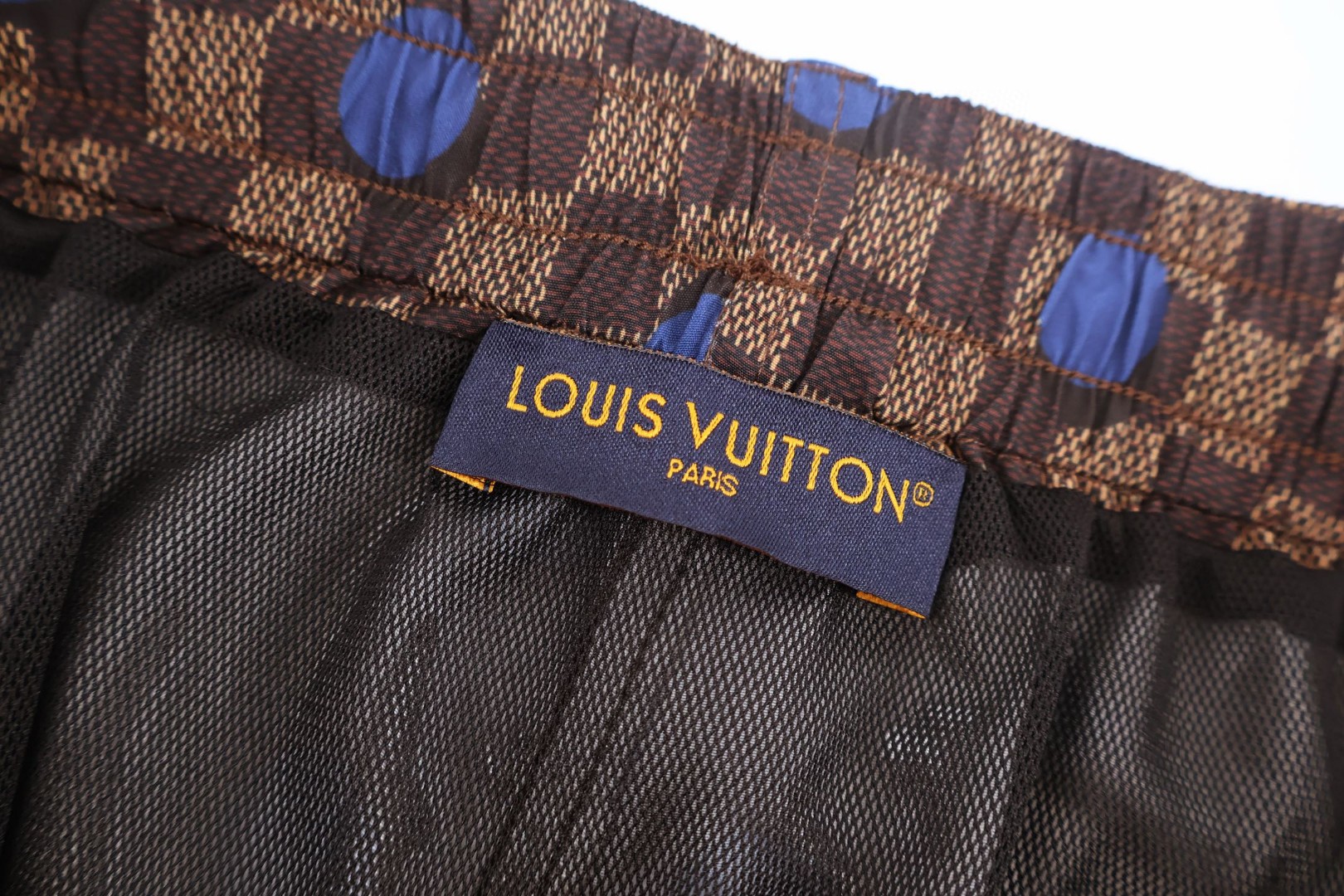 LOUIS VUITTON 路易威登 LV 棋盘格波点桑蚕丝 短裤 休闲裤 裤子 五分裤 棕色 B0 1AK7DB