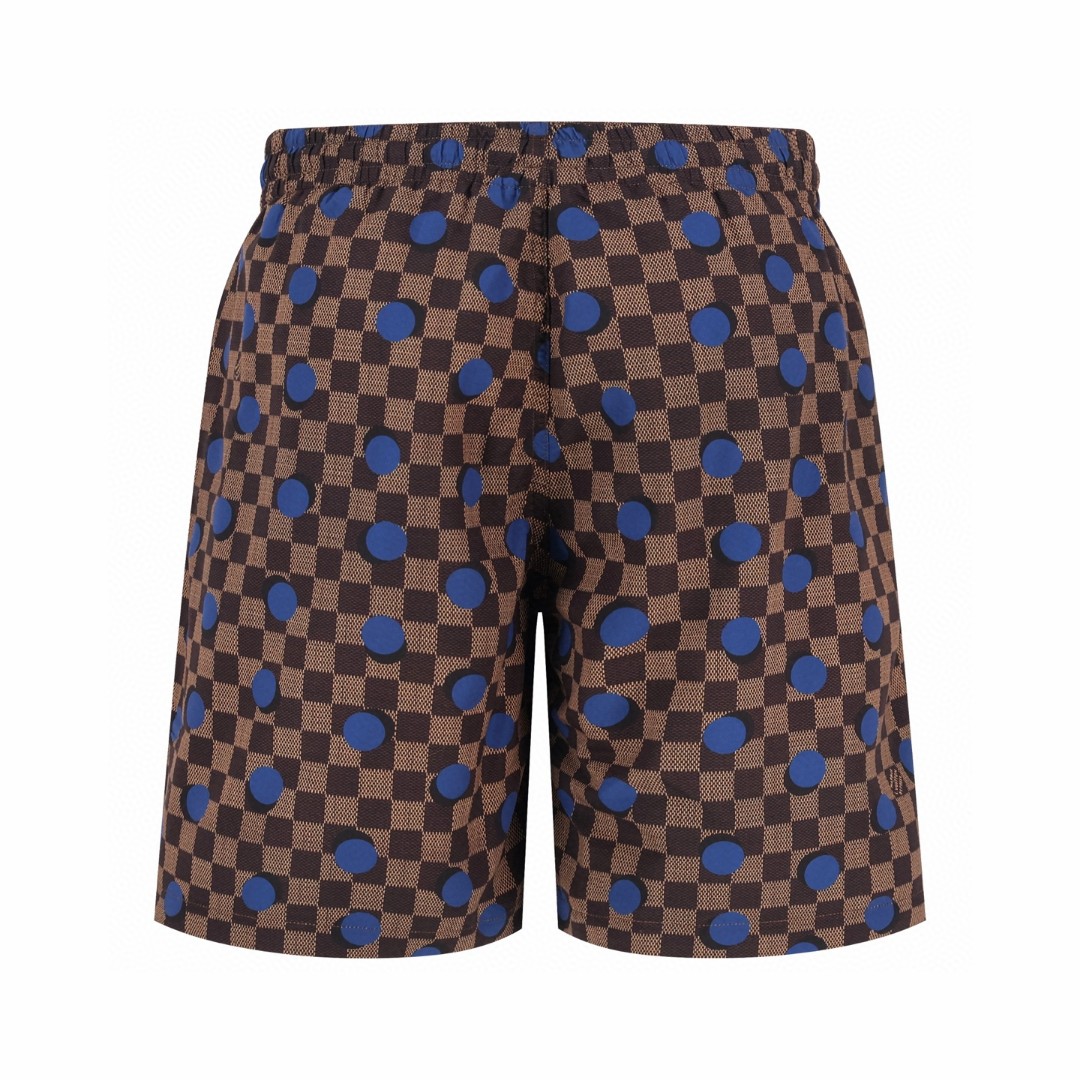 LOUIS VUITTON 路易威登 LV 棋盘格波点桑蚕丝 短裤 休闲裤 裤子 五分裤 棕色 B0 1AK7DB