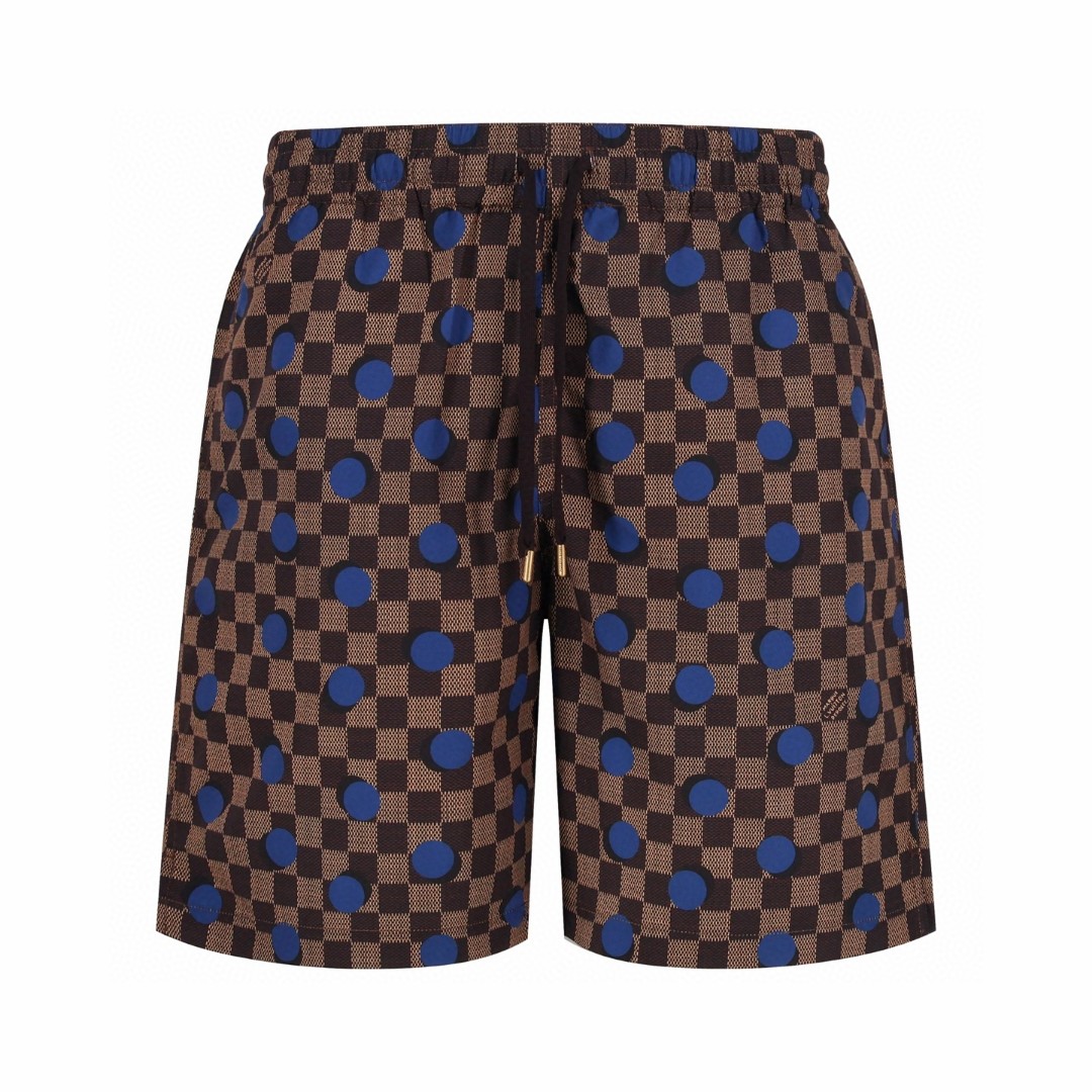 LOUIS VUITTON 路易威登 LV 棋盘格波点桑蚕丝 短裤 休闲裤 裤子 五分裤 棕色 B0 1AK7DB