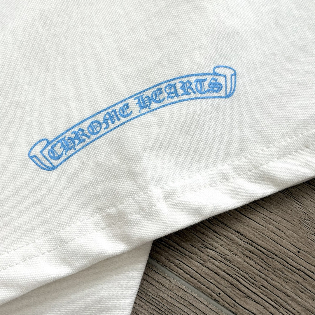 Chrome Hearts CH 克罗心 拉斯维加斯 Vegas新店限定骰子印花 蓝白梵文圆领短袖 T恤 A0 白色