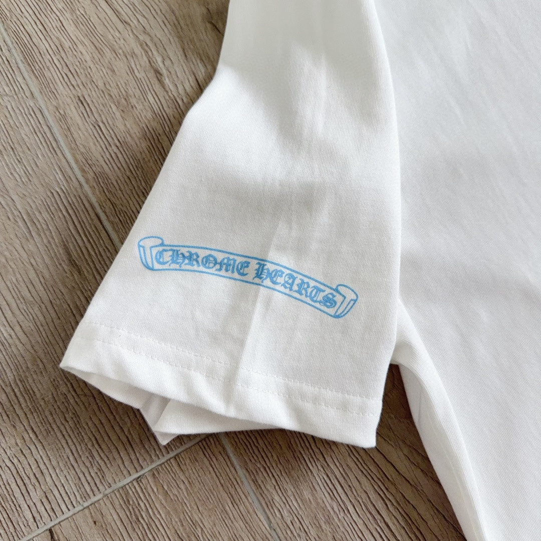 Chrome Hearts CH 克罗心 拉斯维加斯 Vegas新店限定骰子印花 蓝白梵文圆领短袖 T恤 A0 白色
