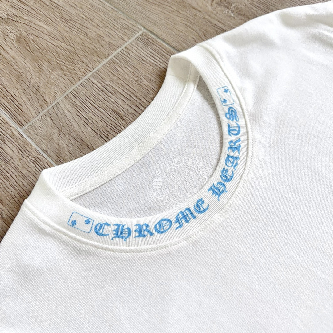 Chrome Hearts CH 克罗心 拉斯维加斯 Vegas新店限定骰子印花 蓝白梵文圆领短袖 T恤 A0 白色