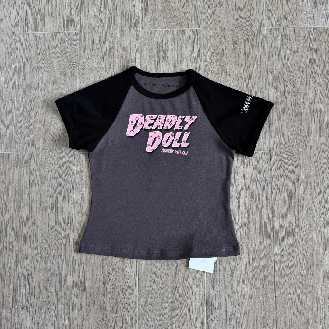 Chrome Hearts CH 克罗心 Deadly doll 联名款插肩袖印花短袖 T恤 女款 灰色
