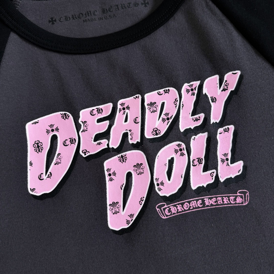 Chrome Hearts CH 克罗心 Deadly doll 联名款插肩袖印花短袖 T恤 女款 灰色