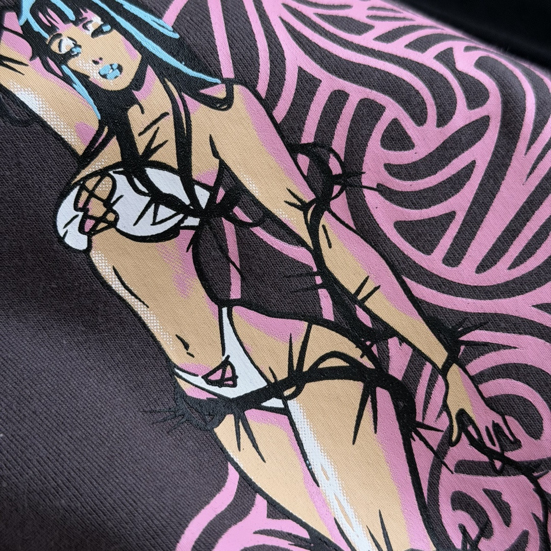 Chrome Hearts CH 克罗心 Deadly doll 联名款插肩袖印花短袖 T恤 女款 灰色