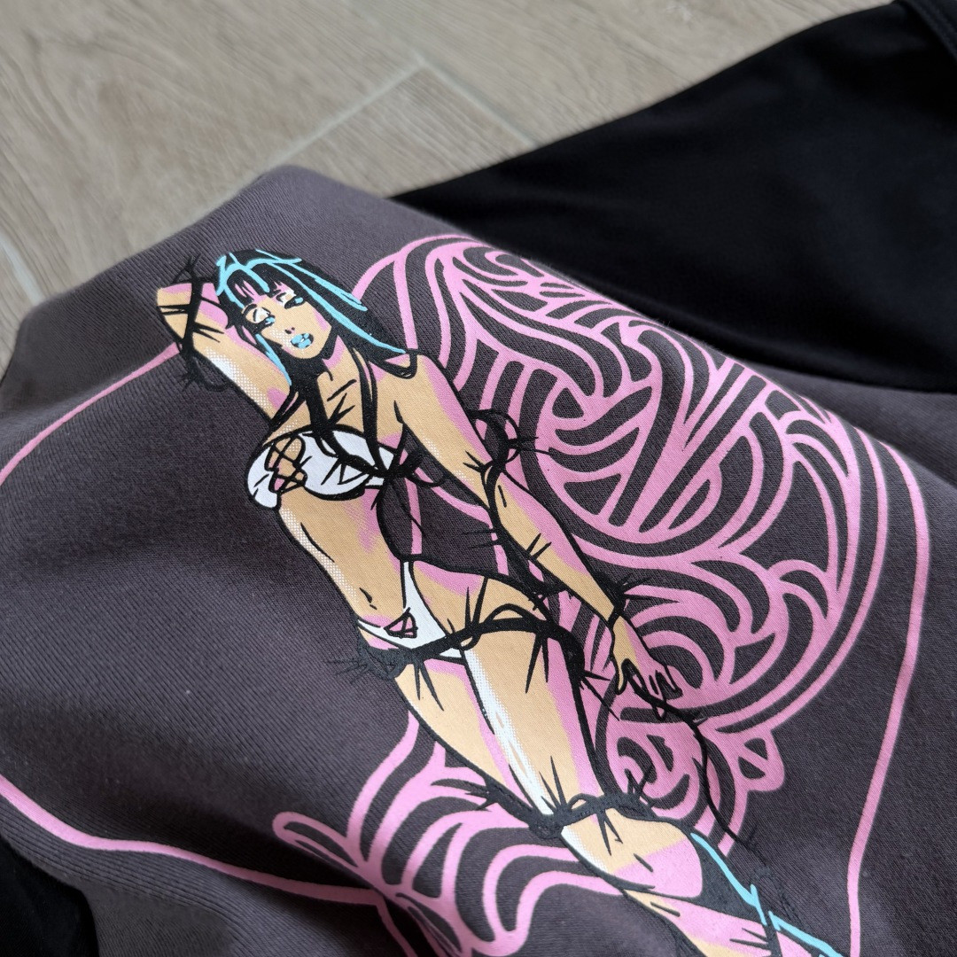 Chrome Hearts CH 克罗心 Deadly doll 联名款插肩袖印花短袖 T恤 女款 灰色