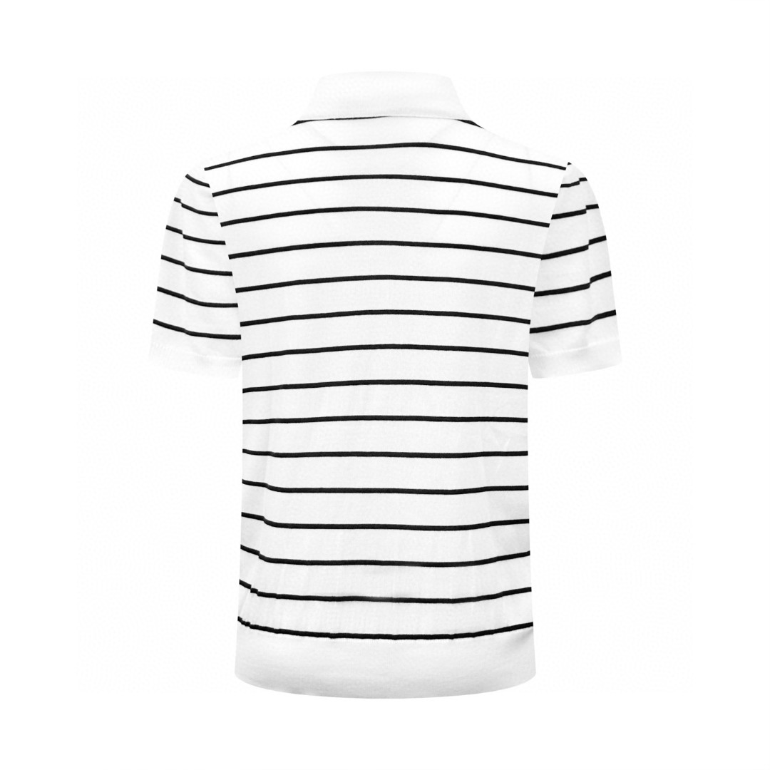 PRADA 普拉达 徽标条纹针织Polo衫 短袖 夏季 白色 蓝色 B0 UMF327-194E-F0UB0-S-OOO