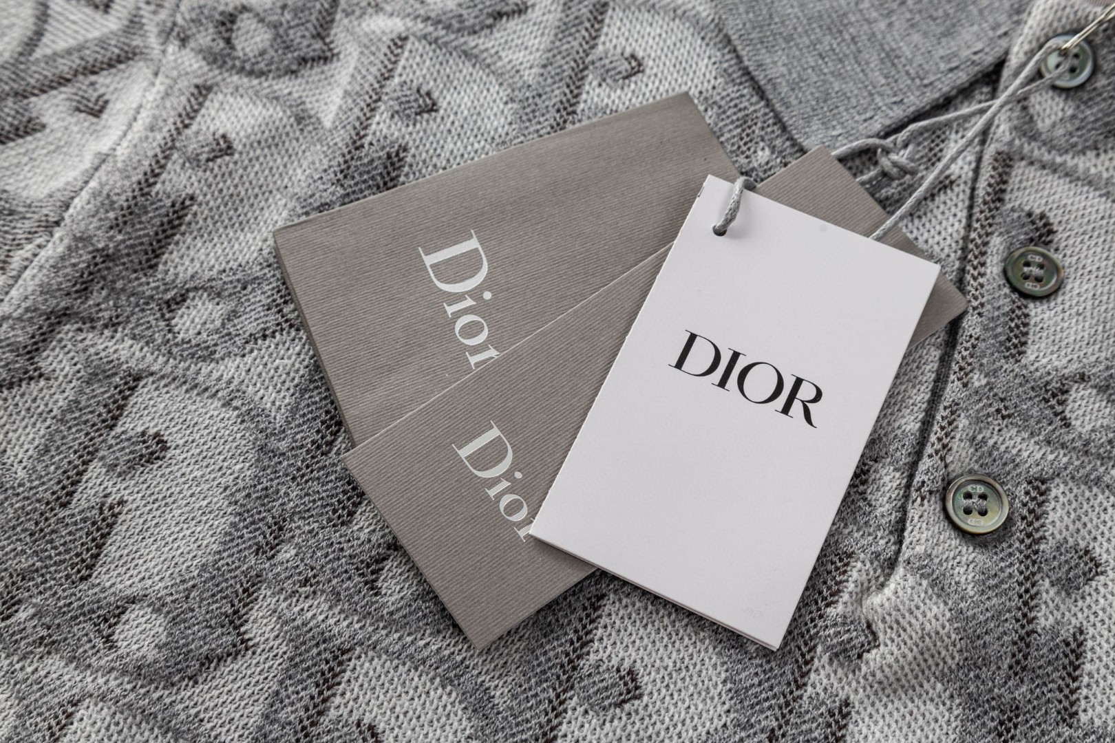 DIOR 迪奥 老花提花针织polo衫 T恤 夏季 短袖 灰色 B0 683M824A7040-C888