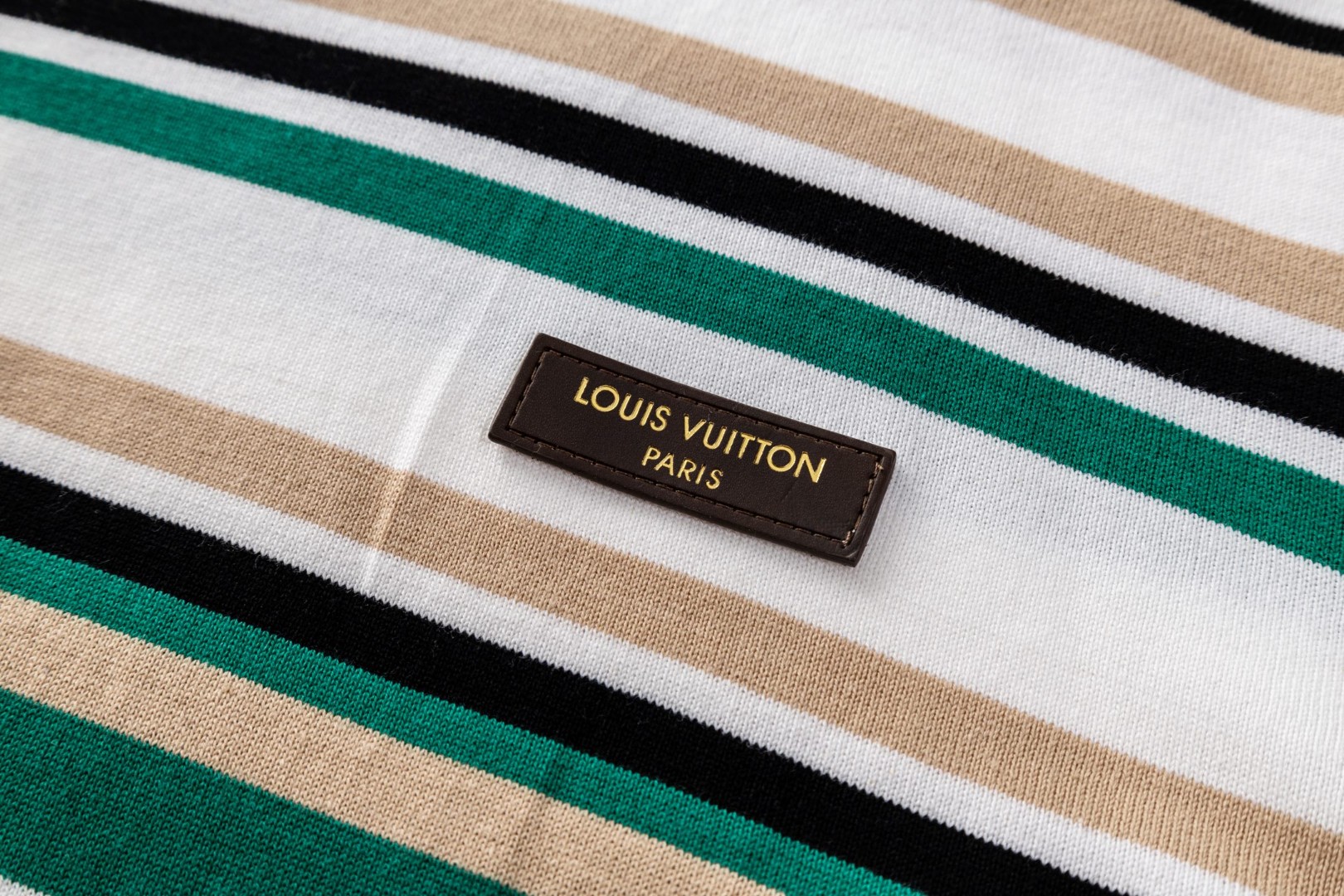 LOUIS VUITTON 路易威登 皮标条纹撞色针织Polo衫 针织衫 短袖 B0 