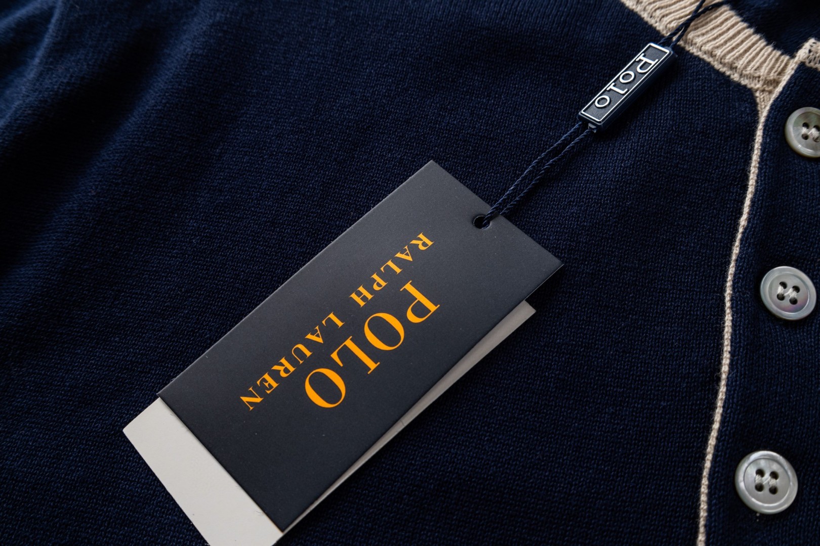 Ralph Lauren 拉夫劳伦 拼色亨利领标识刺绣针织衫 短袖 灰色 蓝色 B0 