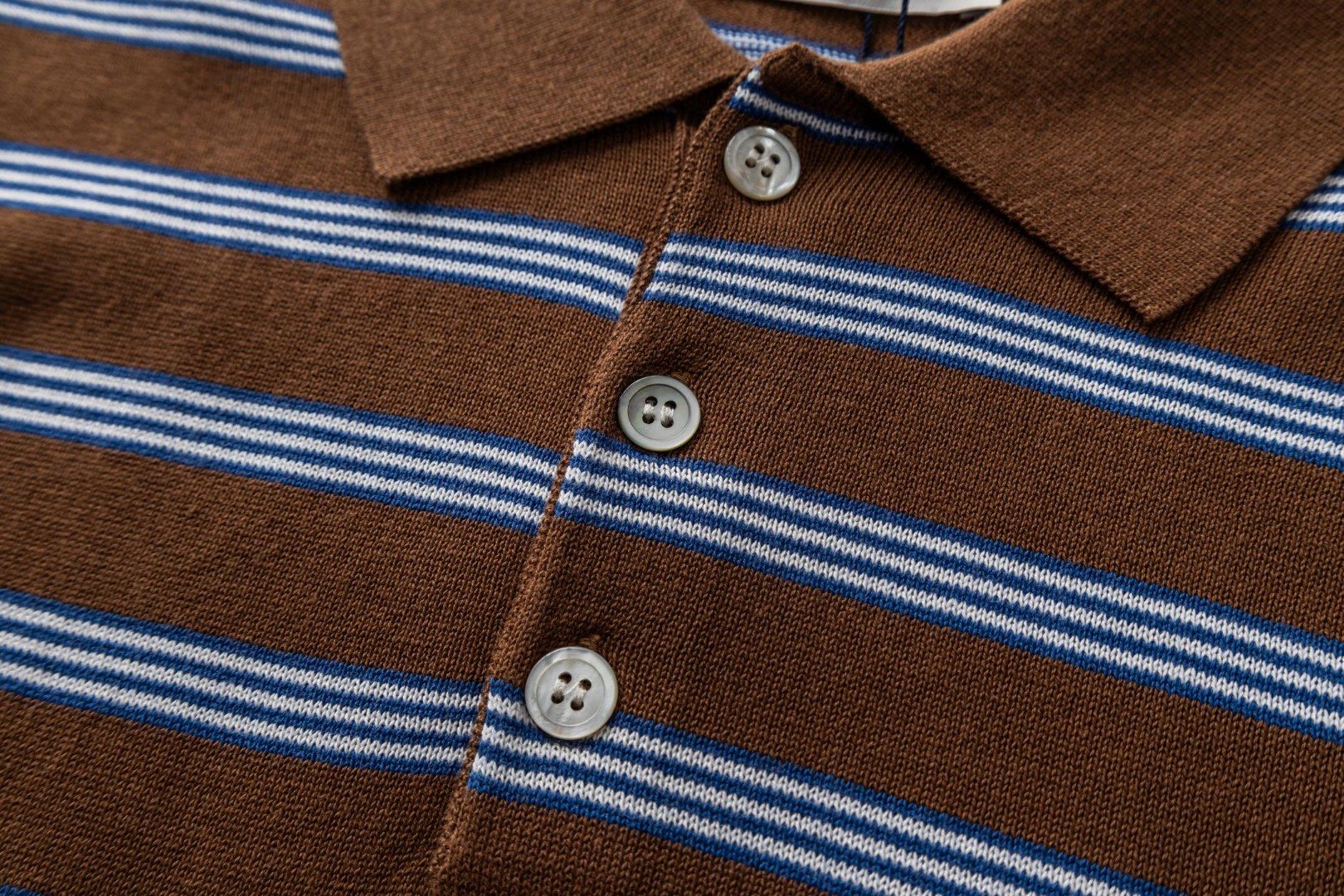 Moncler 蒙口 撞色条纹针织Polo衫 短袖 T恤 夏季 蓝棕色 B0 L10919A00005M1367P28