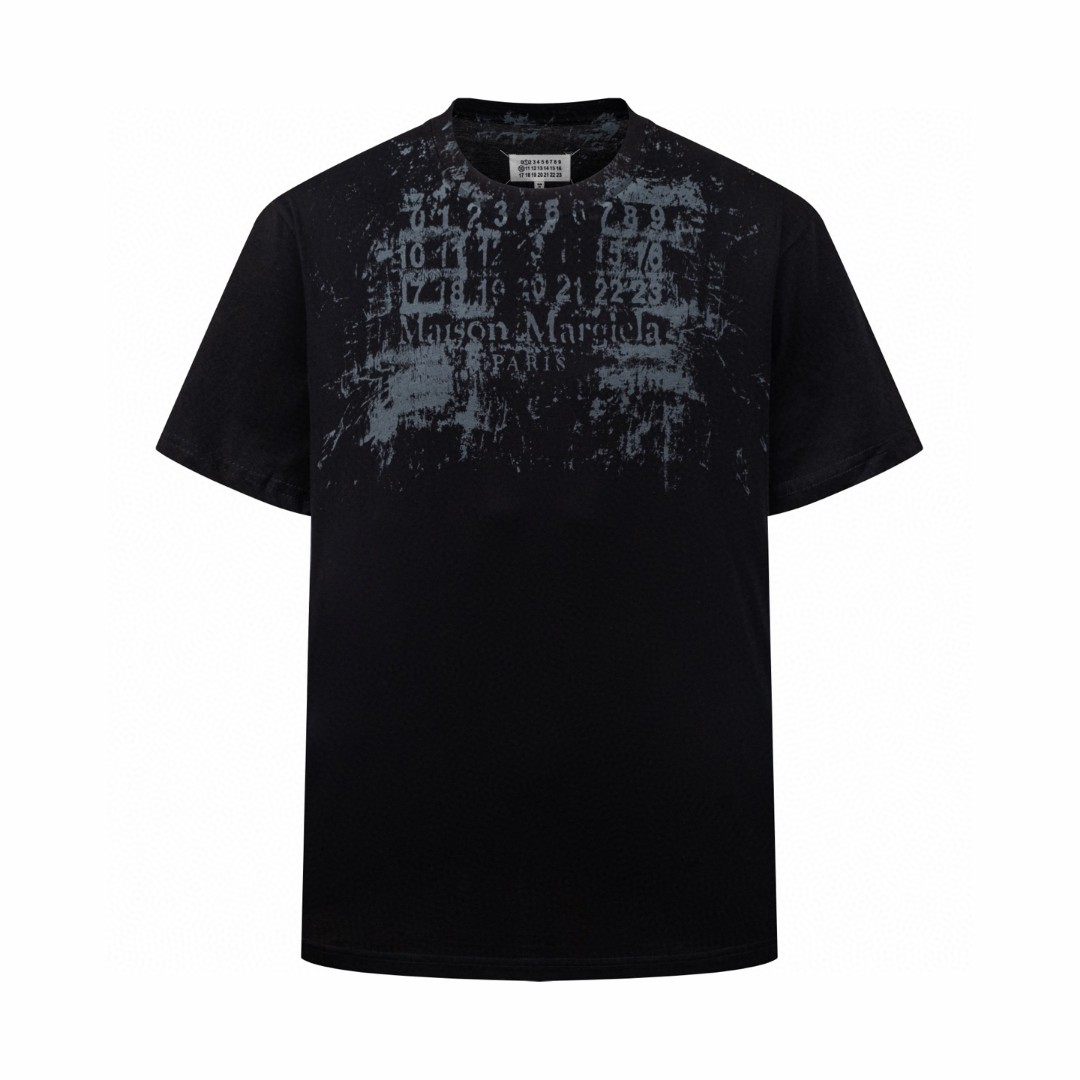 Maison Margiela 马吉拉 做旧印花圆领短袖 T恤 套头 夏季 冰白色 黑色 A0 S50GC0737S24607857