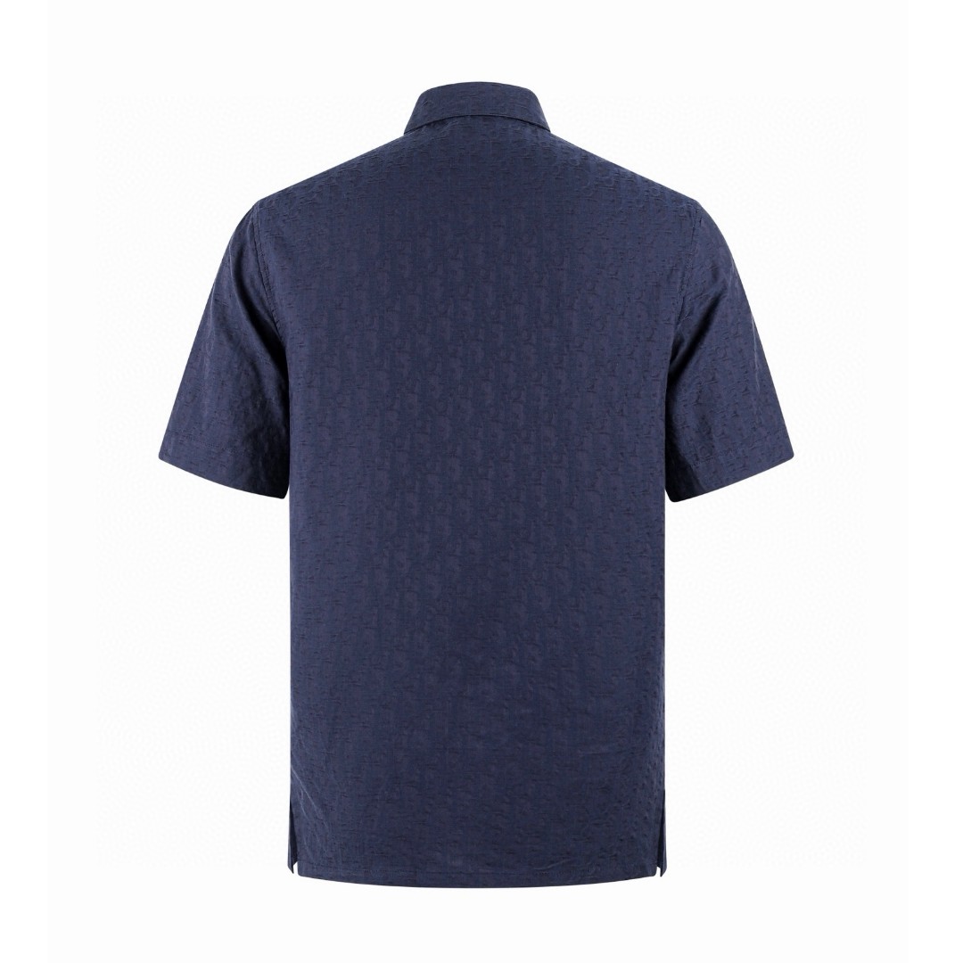 DIOR 迪奥 暗纹立体提花logo衬衫 夏季 短袖 蓝色 B0 683C546A3219-C585