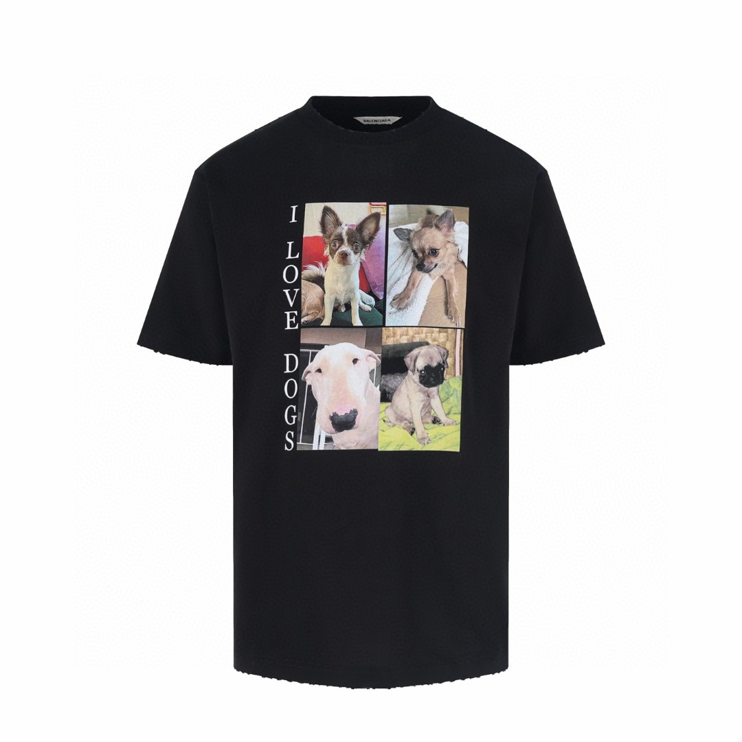 Balenciaga 巴黎世家 我爱小狗圆领短袖 T恤 圆领 夏季 黑色 A0 641532TJVH11000