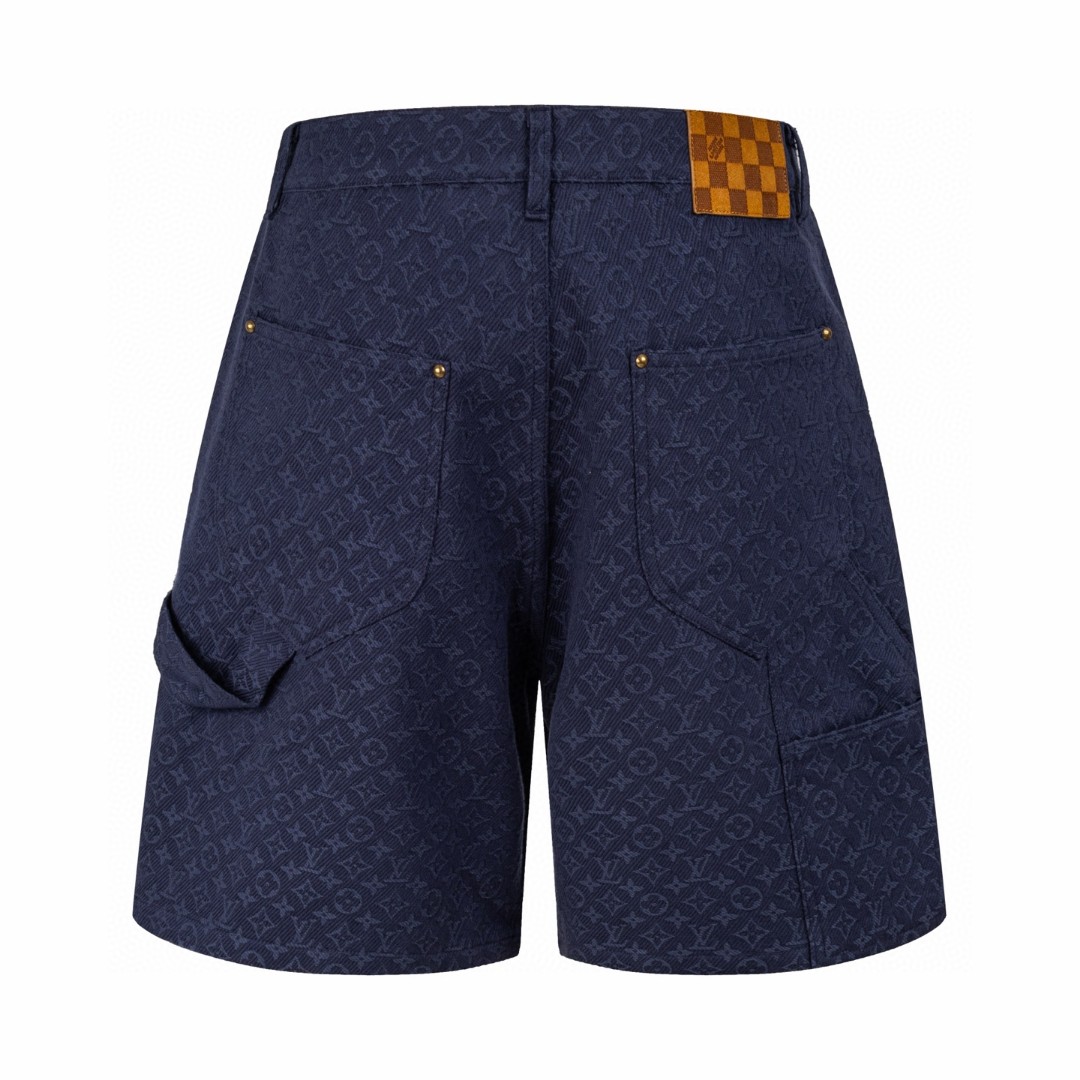 LOUIS VUITTON 路易威登 LV 提花满印牛仔短裤 休闲裤 裤子 蓝色 B0