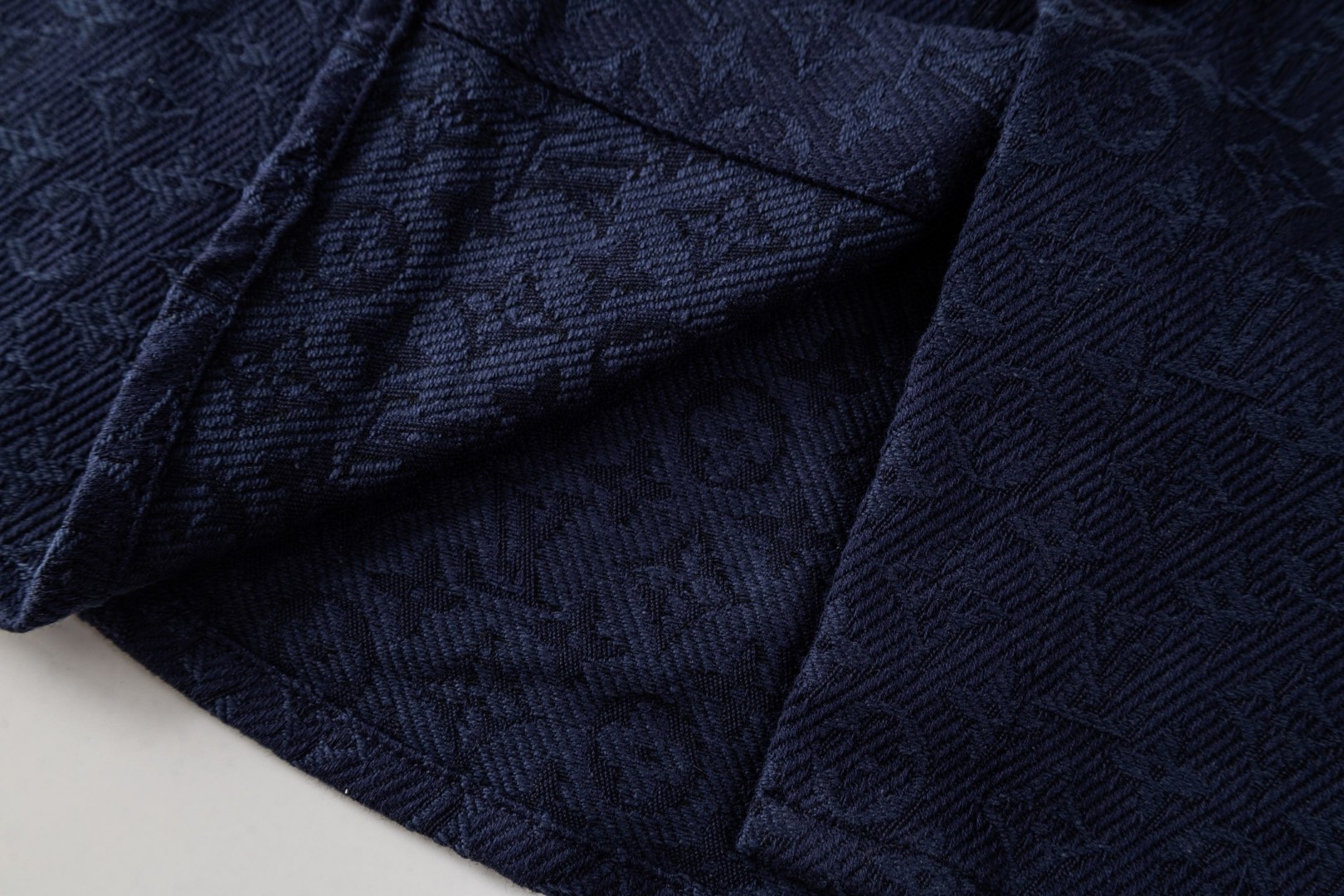 LOUIS VUITTON 路易威登 LV 提花满印牛仔衬衫 短袖 外套 蓝色 B0