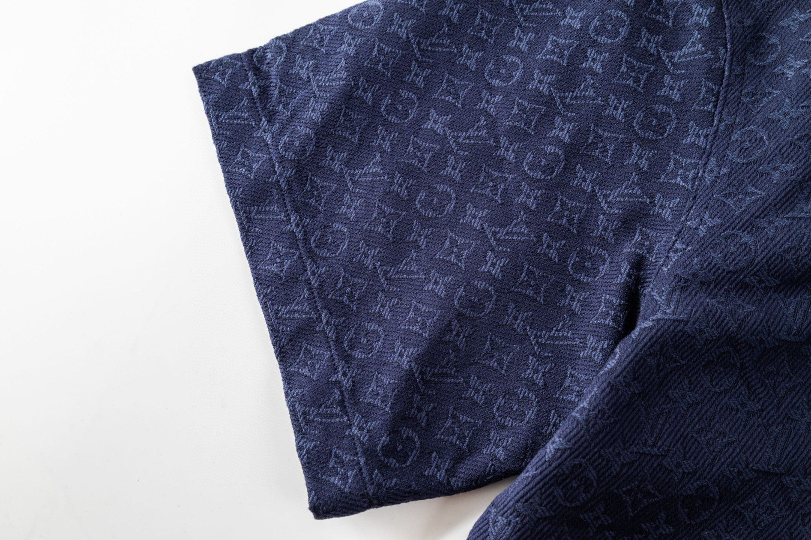 LOUIS VUITTON 路易威登 LV 提花满印牛仔衬衫 短袖 外套 蓝色 B0