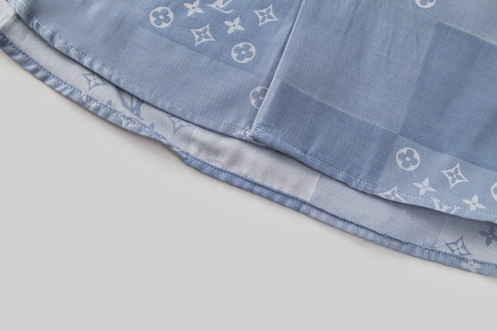 LOUIS VUITTON 路易威登 棋盘格满印提花衬衫 短袖 外套 蓝色 B0 1AK77N