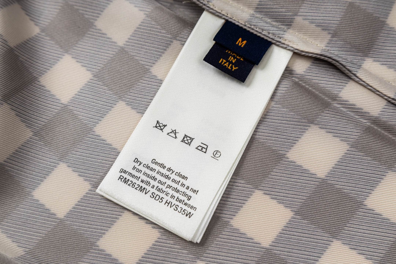 LOUIS VUITTON 路易威登 DAMIER 格纹皮标章仔衬衫 短袖 棕色 B0 1AJRGH