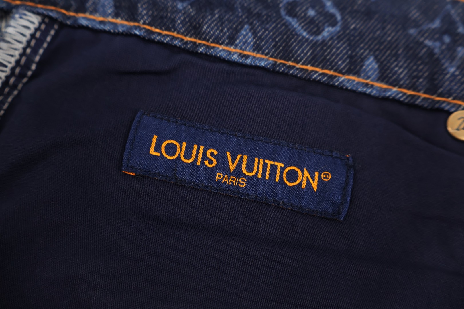 LOUIS VUITTON 路易威登 LV 满幅烧花渐变丹宁牛仔裤短裤 休闲裤 裤子 五分裤 蓝色 B5 1AK6R2