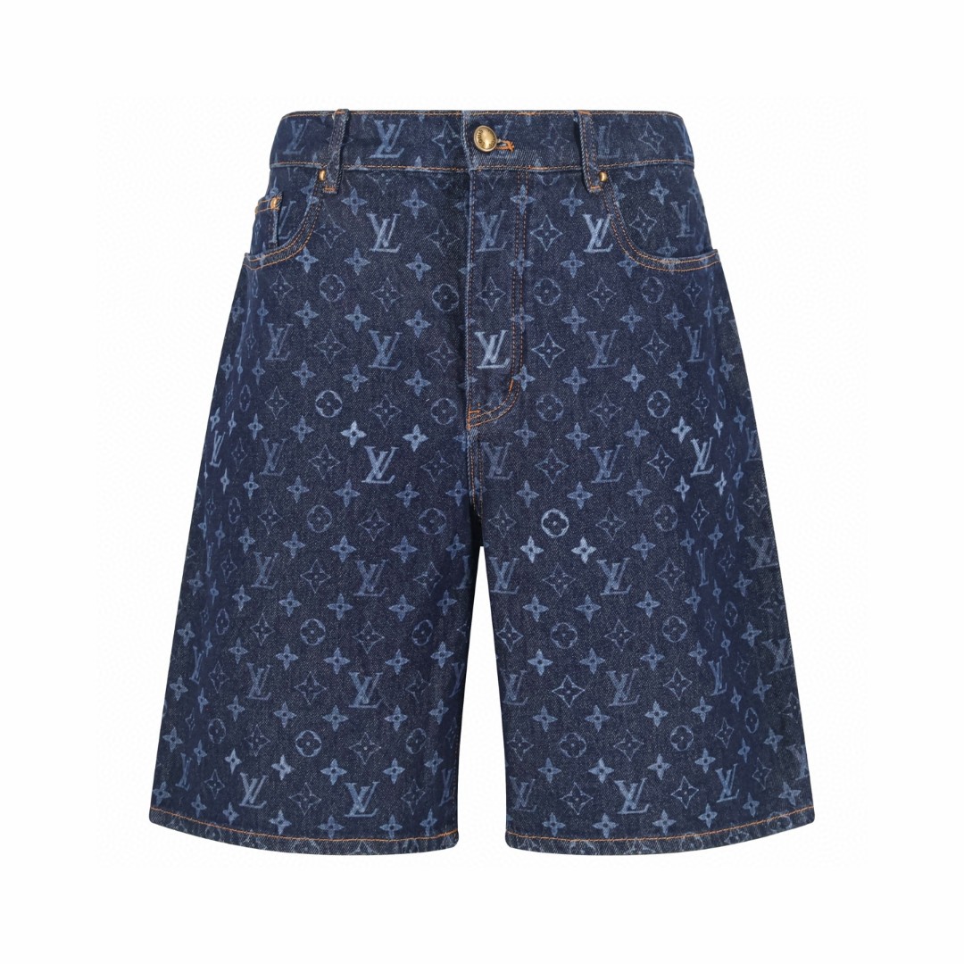 LOUIS VUITTON 路易威登 LV 满幅烧花渐变丹宁牛仔裤短裤 休闲裤 裤子 五分裤 蓝色 B5 1AK6R2