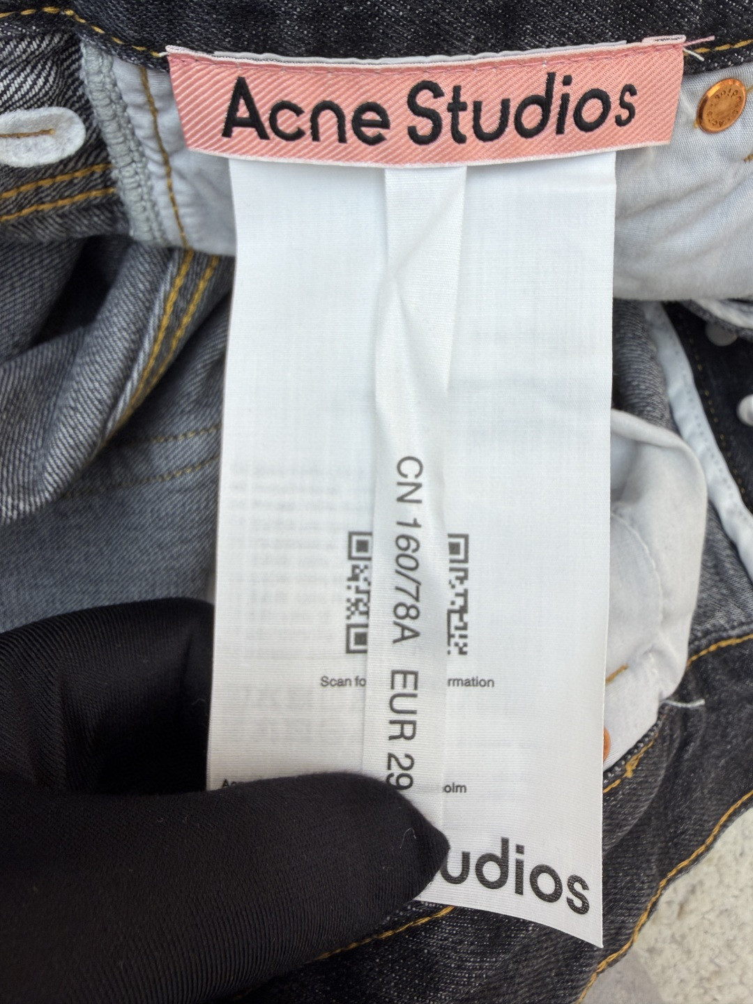 Acne Studios 泼墨做旧弯刀阔腿牛仔裤 长裤 裤子 黑灰色 B5 B00426-900