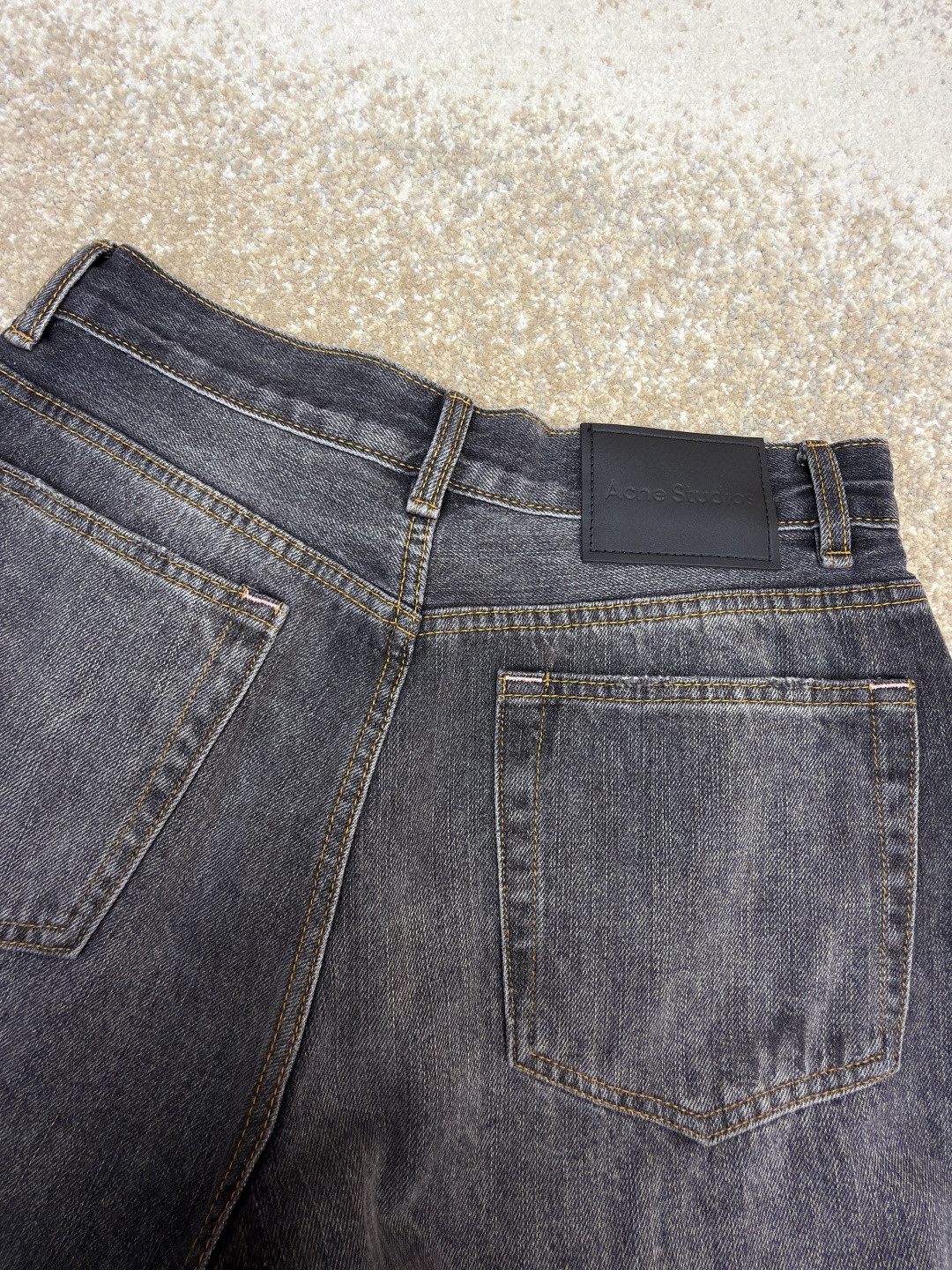 Acne Studios 泼墨做旧弯刀阔腿牛仔裤 长裤 裤子 黑灰色 B5 B00426-900