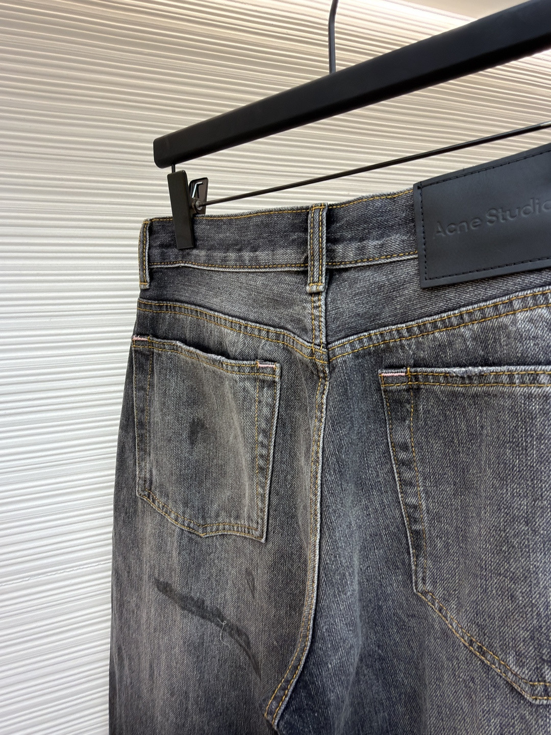 Acne Studios 泼墨做旧弯刀阔腿牛仔裤 长裤 裤子 黑灰色 B5 B00426-900
