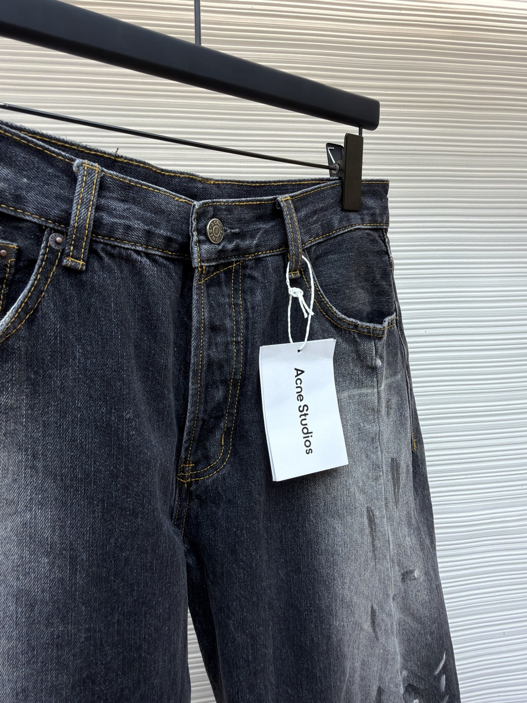 Acne Studios 泼墨做旧弯刀阔腿牛仔裤 长裤 裤子 黑灰色 B5 B00426-900