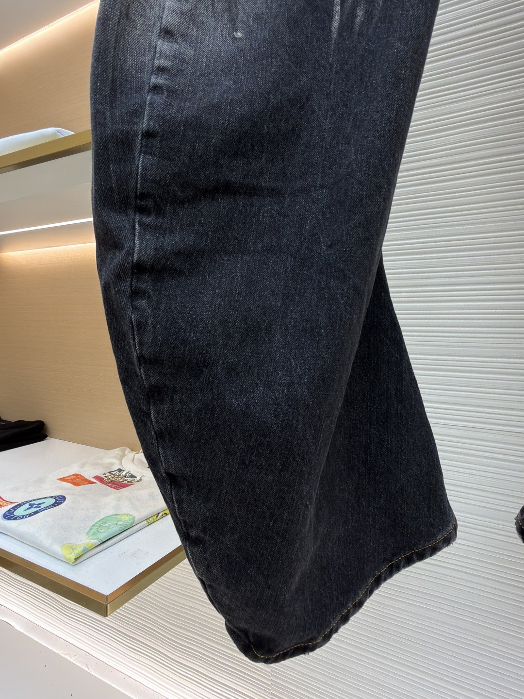 Acne Studios 泼墨做旧弯刀阔腿牛仔裤 长裤 裤子 黑灰色 B5 B00426-900