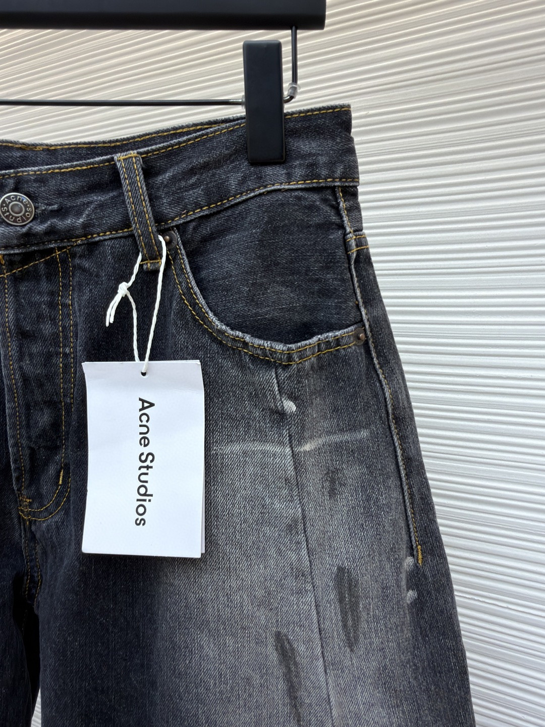 Acne Studios 泼墨做旧弯刀阔腿牛仔裤 长裤 裤子 黑灰色 B5 B00426-900