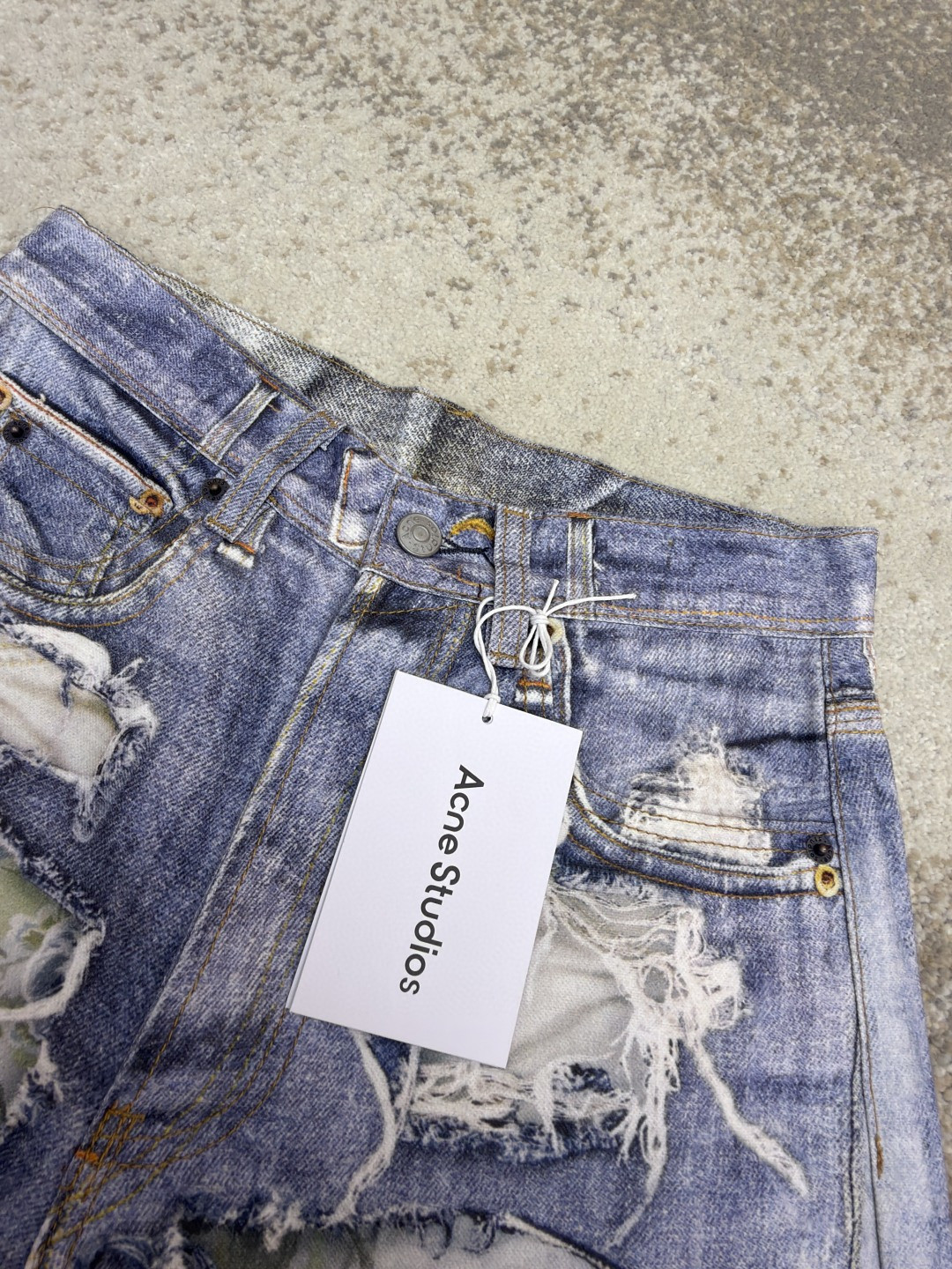 Acne Studios 仲夏胶囊系列 玫瑰花卉错视印花牛仔裤 长裤 裤子 蓝色 B0 CK0141-AFY