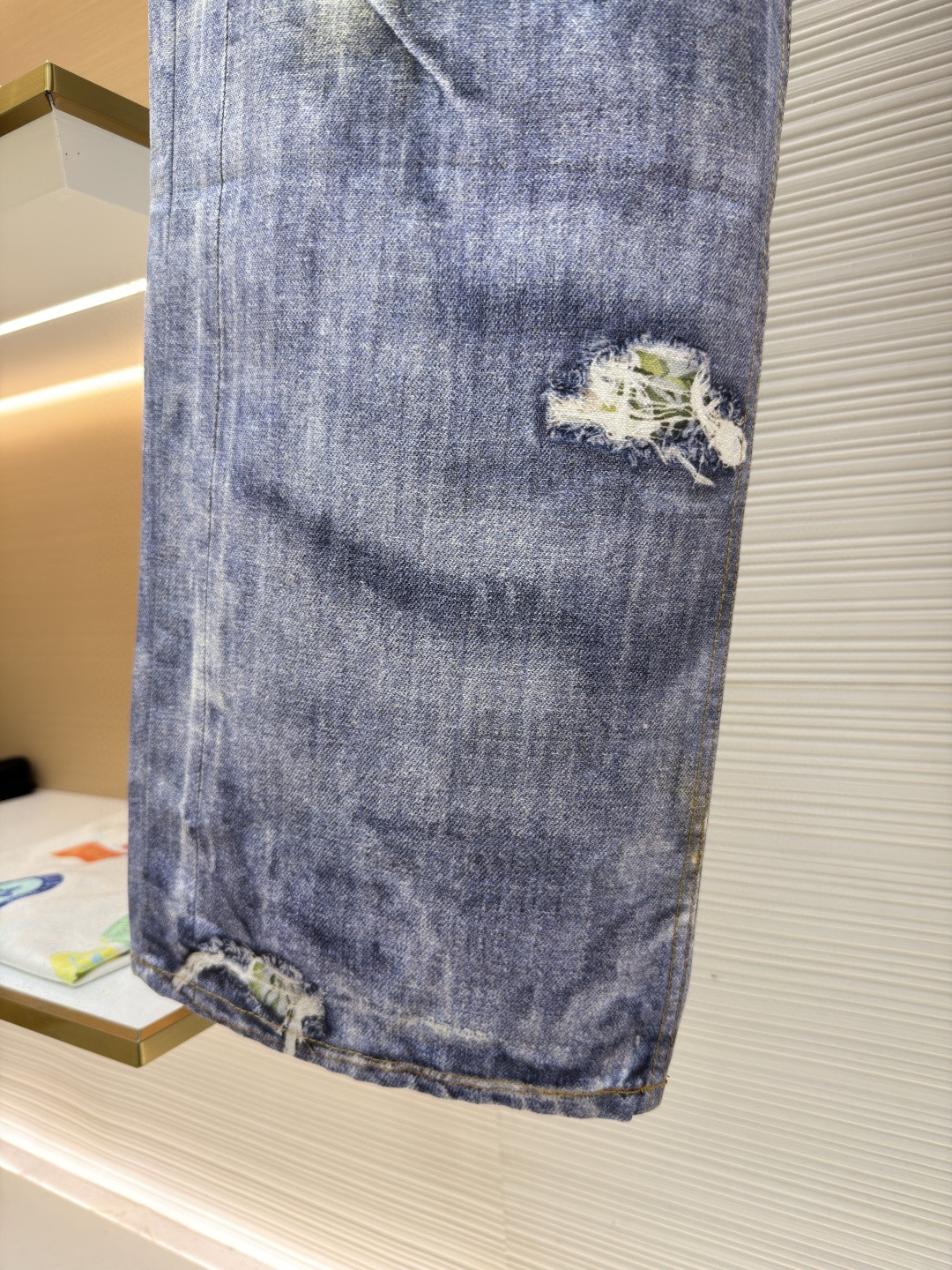 Acne Studios 仲夏胶囊系列 玫瑰花卉错视印花牛仔裤 长裤 裤子 蓝色 B0 CK0141-AFY