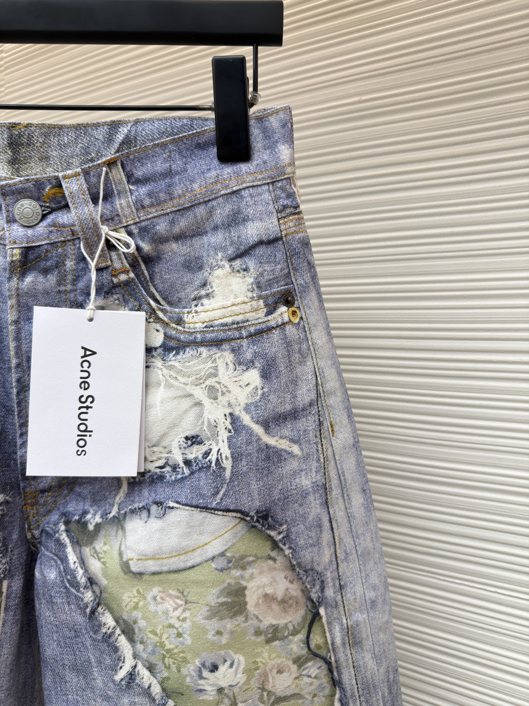 Acne Studios 仲夏胶囊系列 玫瑰花卉错视印花牛仔裤 长裤 裤子 蓝色 B0 CK0141-AFY
