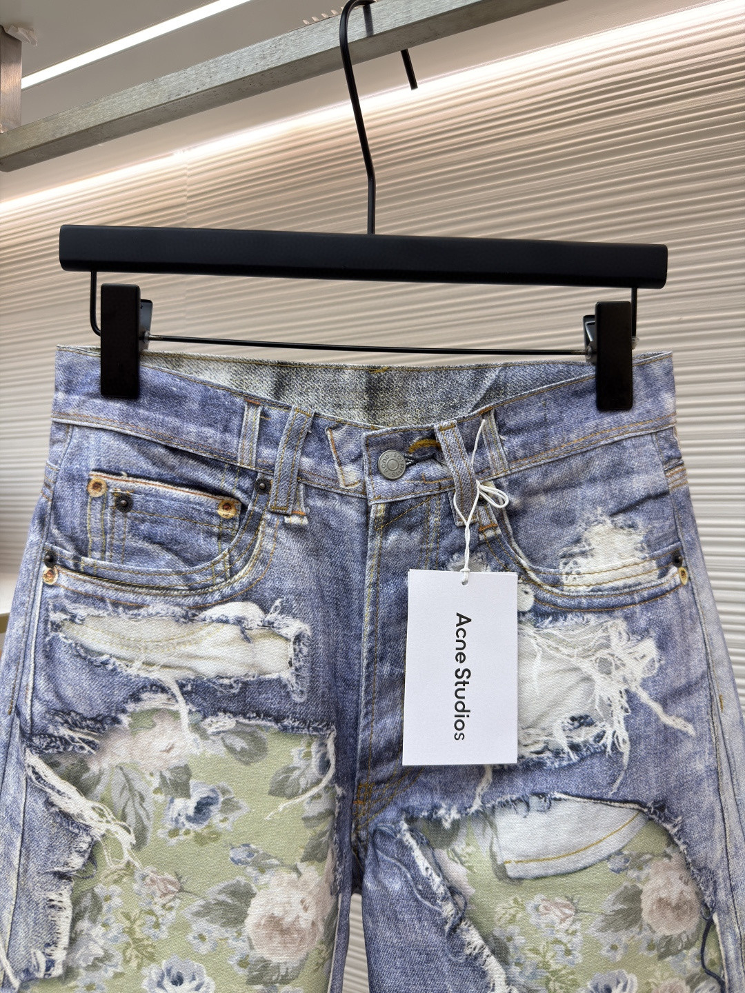 Acne Studios 仲夏胶囊系列 玫瑰花卉错视印花牛仔裤 长裤 裤子 蓝色 B0 CK0141-AFY