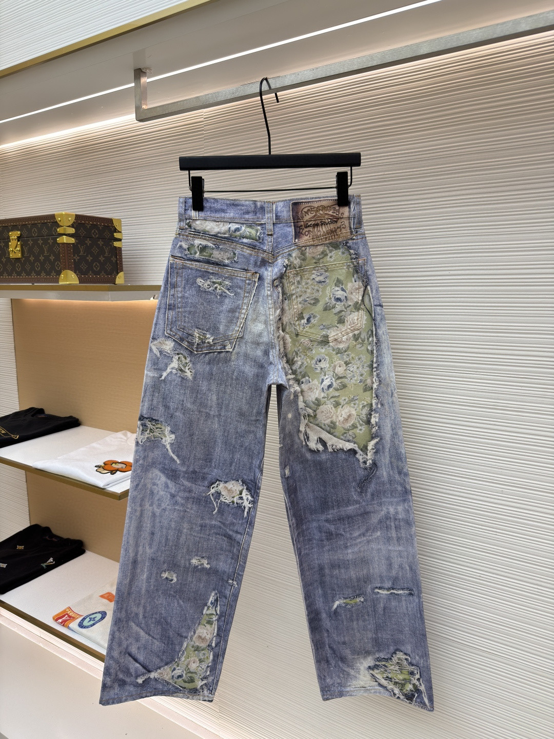Acne Studios 仲夏胶囊系列 玫瑰花卉错视印花牛仔裤 长裤 裤子 蓝色 B0 CK0141-AFY