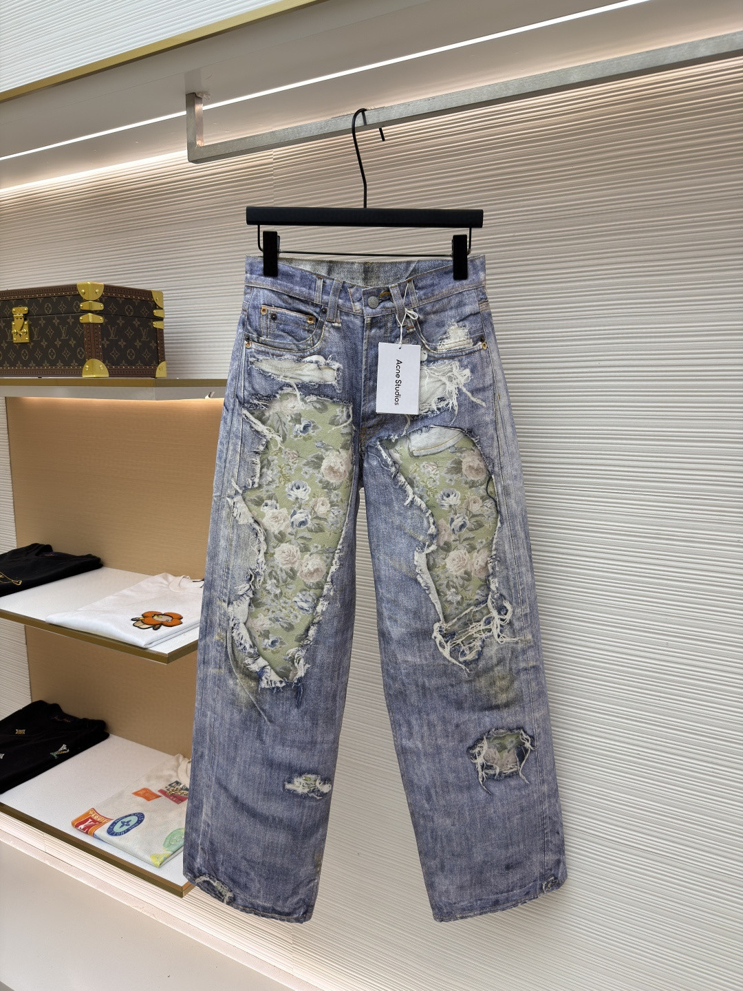Acne Studios 仲夏胶囊系列 玫瑰花卉错视印花牛仔裤 长裤 裤子 蓝色 B0 CK0141-AFY