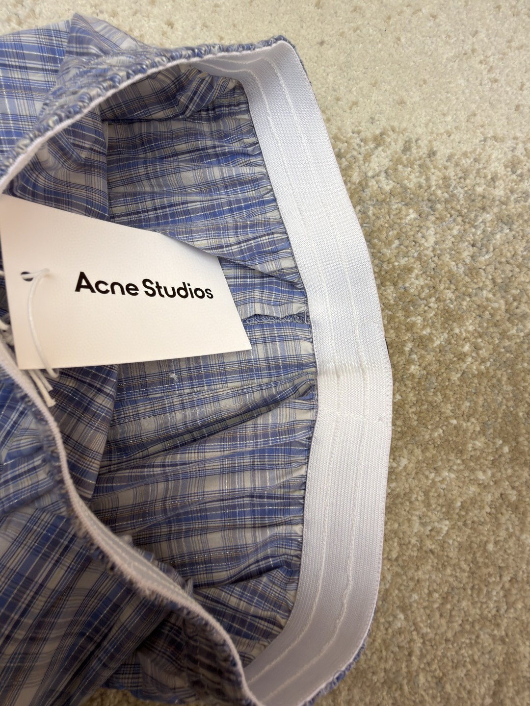 Acne Studios 标签格纹短裤 休闲裤 裤子 蓝色 A5 B80042-BHN