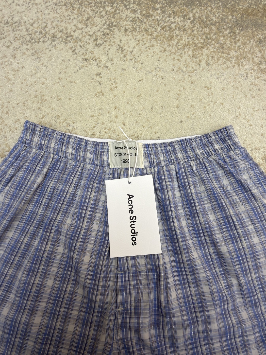 Acne Studios 标签格纹短裤 休闲裤 裤子 蓝色 A5 B80042-BHN