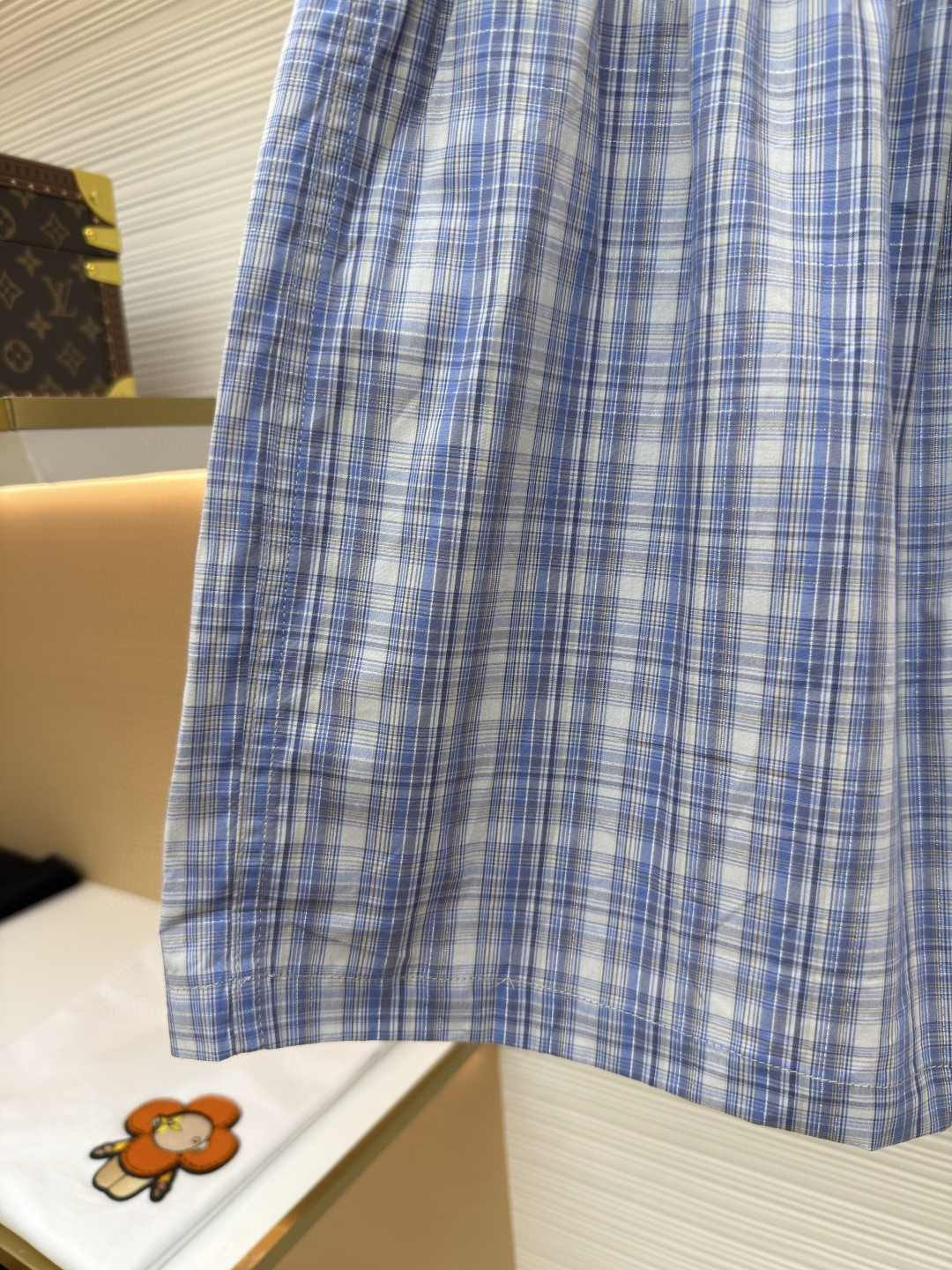 Acne Studios 标签格纹短裤 休闲裤 裤子 蓝色 A5 B80042-BHN