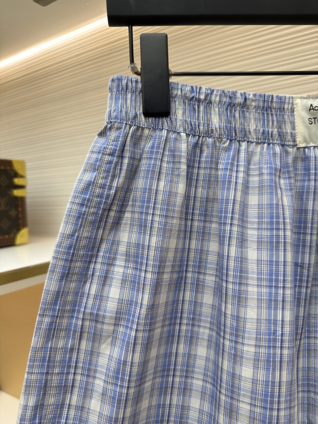 Acne Studios 标签格纹短裤 休闲裤 裤子 蓝色 A5 B80042-BHN