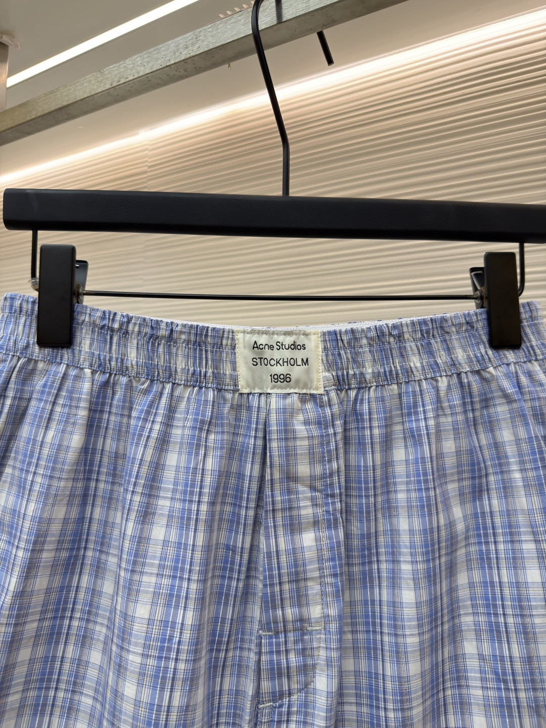 Acne Studios 标签格纹短裤 休闲裤 裤子 蓝色 A5 B80042-BHN