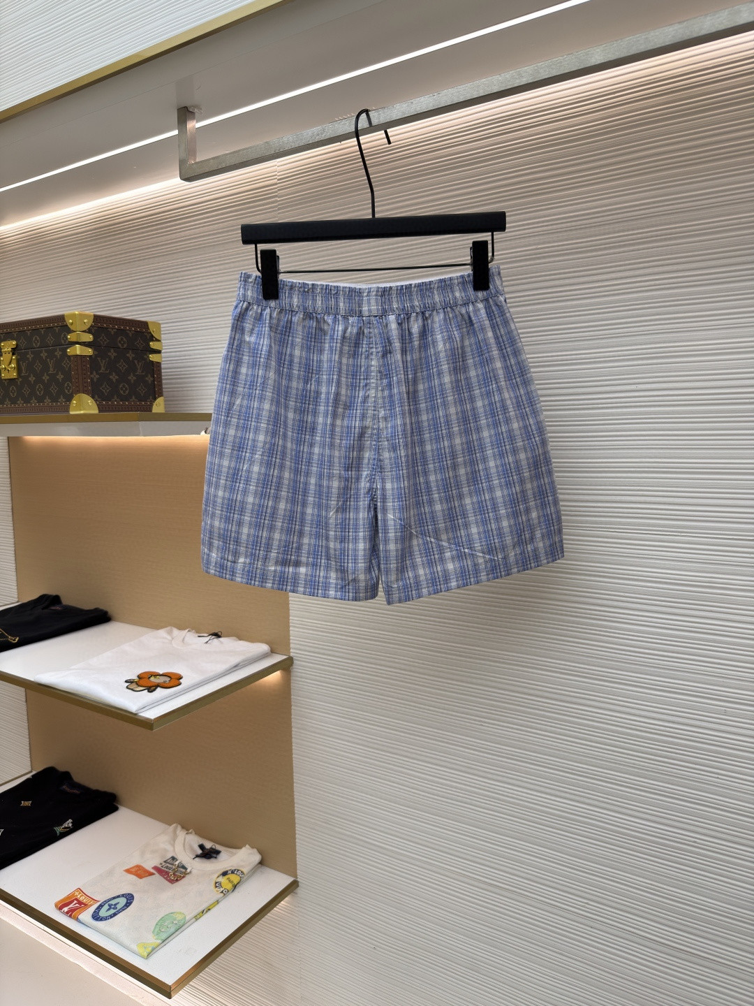 Acne Studios 标签格纹短裤 休闲裤 裤子 蓝色 A5 B80042-BHN
