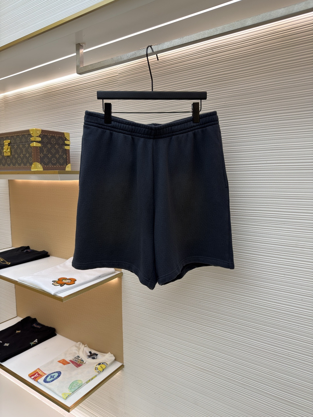 Acne Studios 喷绘复古抓绒松紧腰运动裤 短裤 休闲裤 裤子 黑色 B0 CE0094-BM0