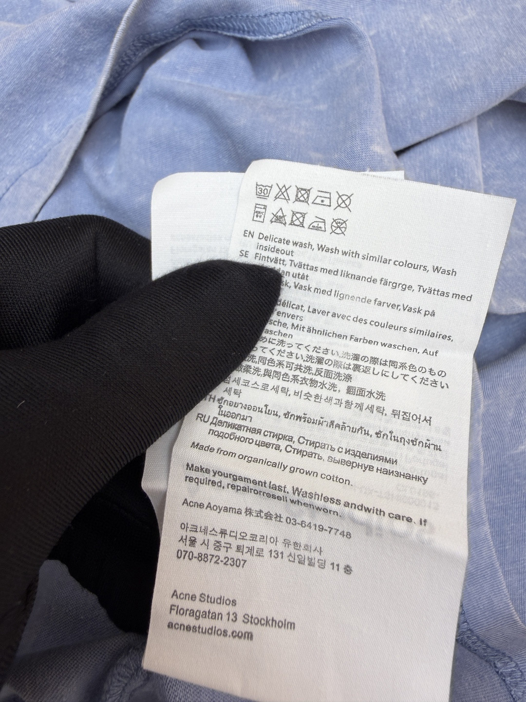 Acne Studios 1996宽松字母数字印花圆领T恤 打底衫 长袖 白色 蓝色 A5 AL0512-AEG