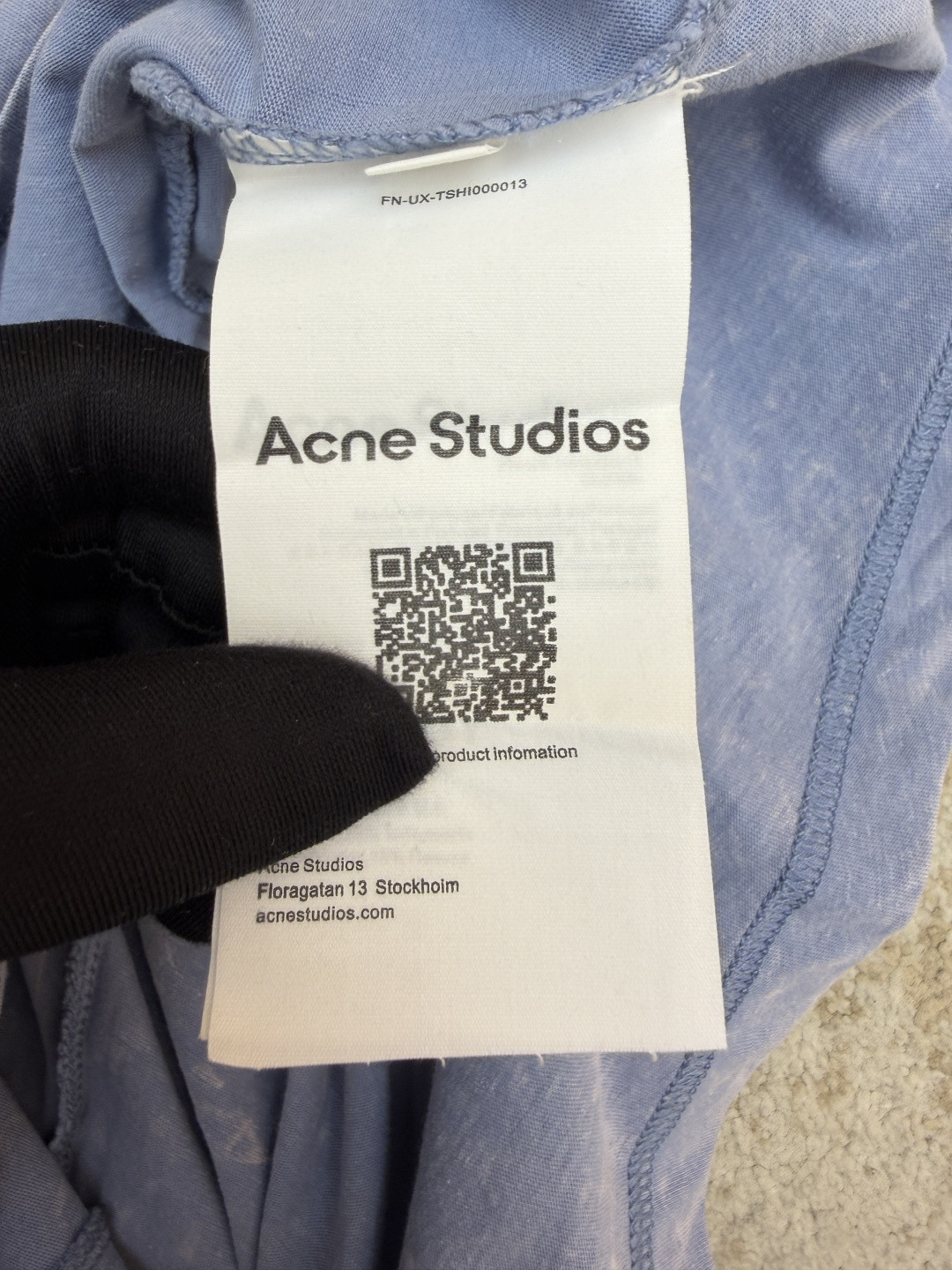 Acne Studios 1996宽松字母数字印花圆领T恤 打底衫 长袖 白色 蓝色 A5 AL0512-AEG