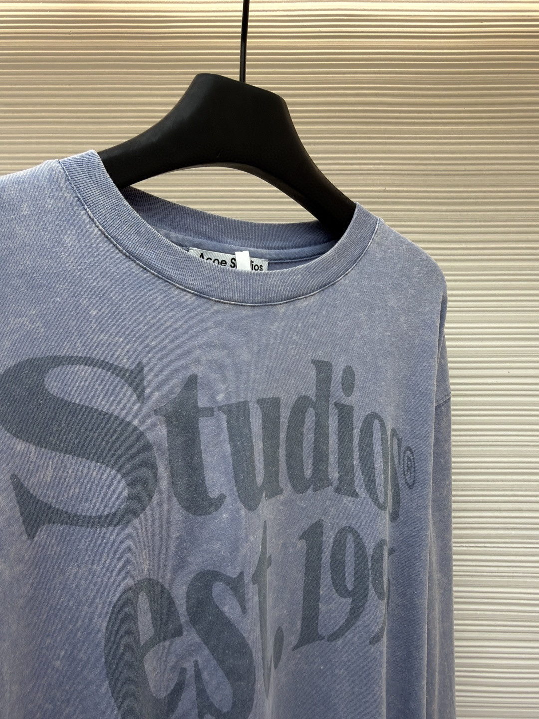 Acne Studios 1996宽松字母数字印花圆领T恤 打底衫 长袖 白色 蓝色 A5 AL0512-AEG