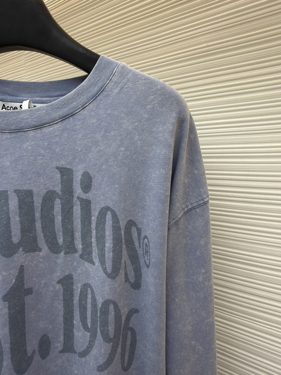 Acne Studios 1996宽松字母数字印花圆领T恤 打底衫 长袖 白色 蓝色 A5 AL0512-AEG
