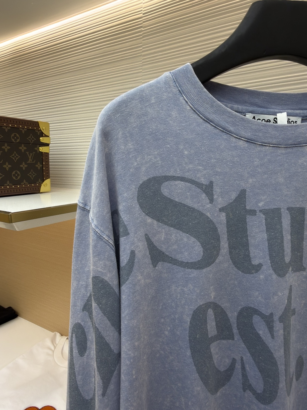 Acne Studios 1996宽松字母数字印花圆领T恤 打底衫 长袖 白色 蓝色 A5 AL0512-AEG